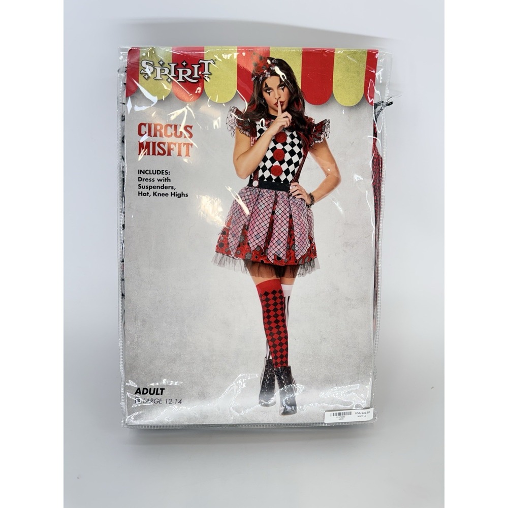 Spirit Circus Clown Costume Adult L (12-14) Black Red White Worn Once - Picture 2 of 7